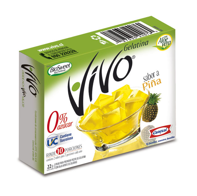 GELATINA VIVO PIÑA 22 GRS