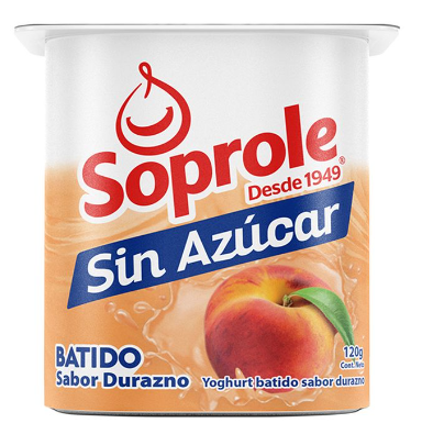 YOGURT BATIDO SIN AZUCAR SOPORLE DURAZNO 120 GRS