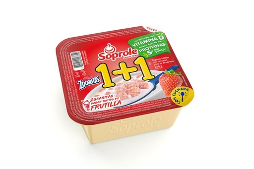 YOGURT CON CEREAL 1+1 SOPROLE SABOR FRESA 140 GR